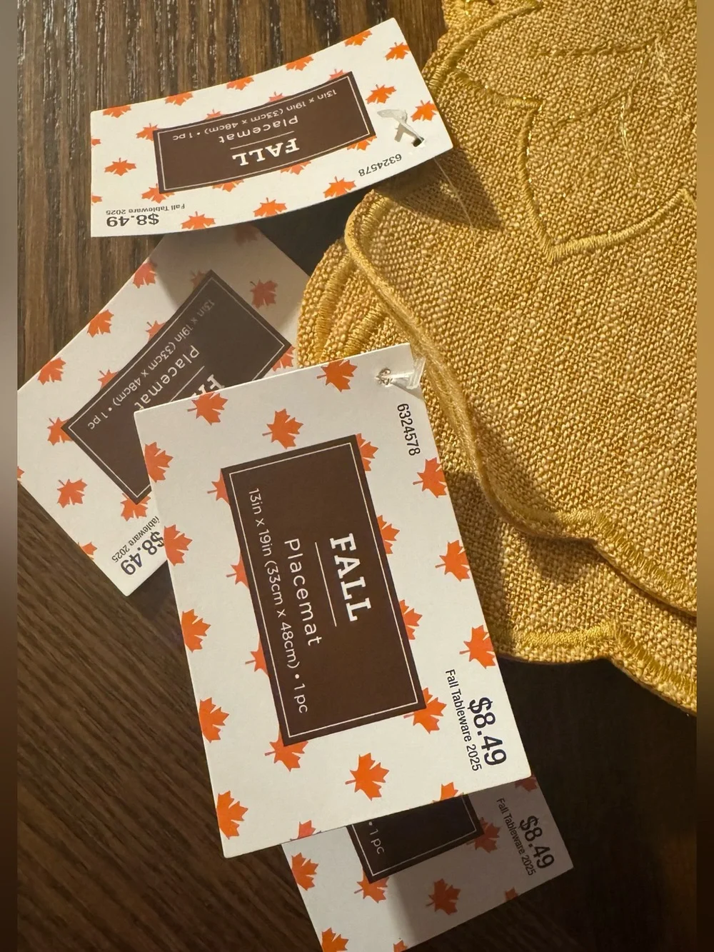 Autumn Leaf Embroidered Placemat hobby looby 6 pieces total